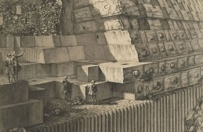 Giovanni Battista Piranesi, Antichità Romane IV (Veduta di una parte de’ fondamenti del Teatro di Marcello), 1756-84. Fondazione Musei Civici di Venezia, Museo Fortuny