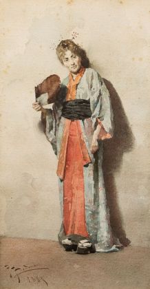 Giovanni Paolo Bedini, Il kimono, 1881. Courtesy Galleria Artifigurative, Valsamoggia. Photo Archivio fotografico Artifigurative