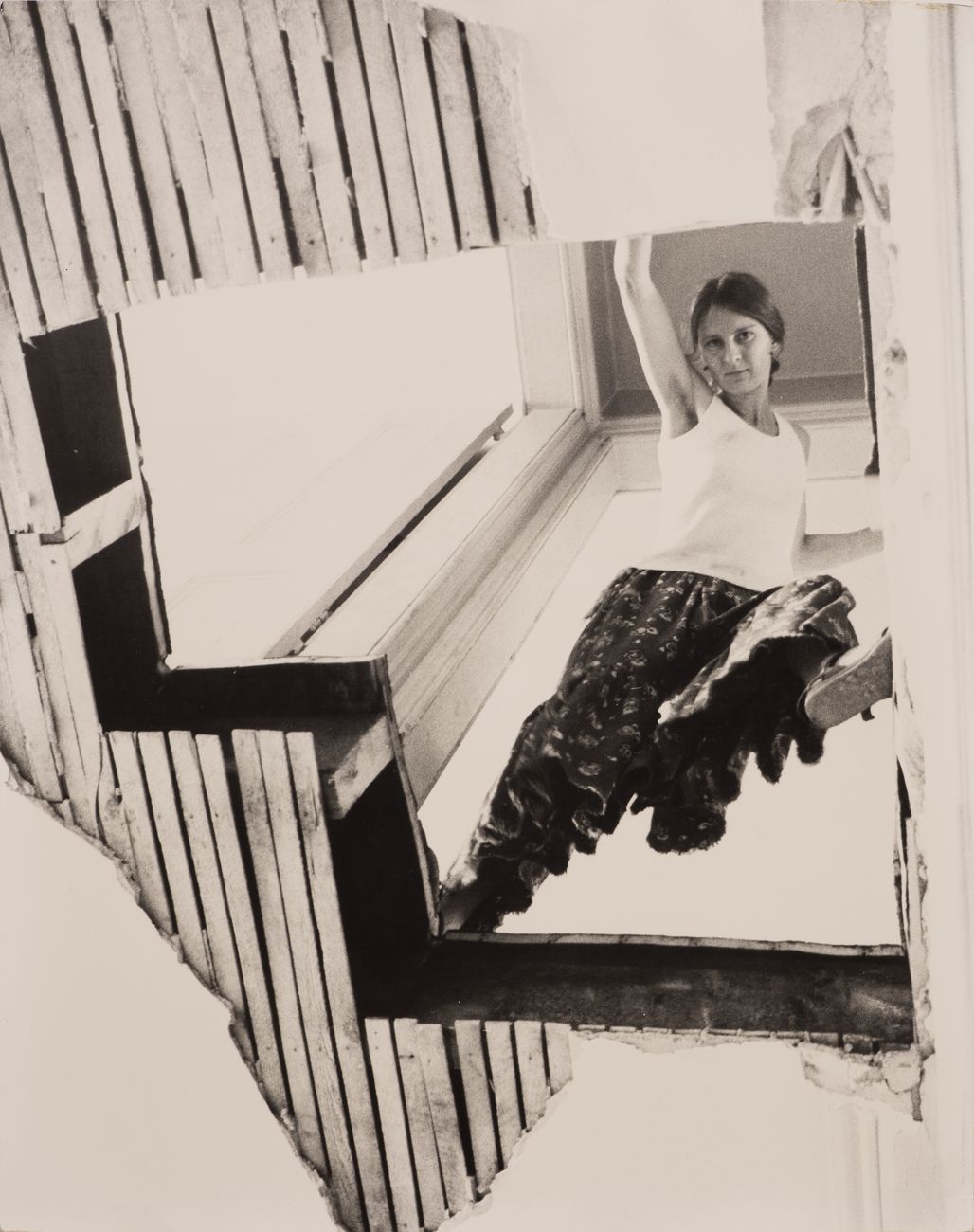 Gordon Matta-Clark, Carol Goodden in Bronx Floors, 1972. Courtesy Harold Berg
