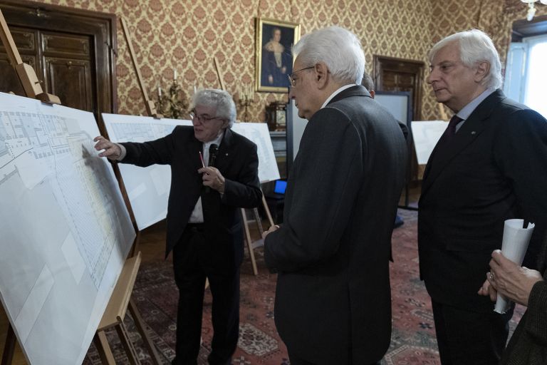 Il Presidente Sergio Mattarella alla presentazione del progetto per il nuovo polo bibliotecario e culturale di Palazzo San Felice