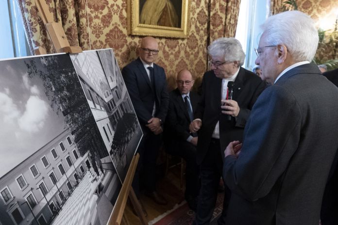 Il Presidente Sergio Mattarella alla presentazione del progetto per il nuovo polo bibliotecario e culturale di Palazzo San Felice