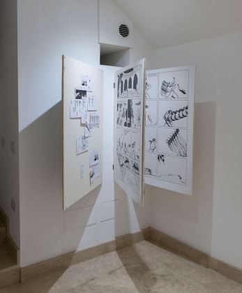 In the making. Alex Bodea. Installation view at Richter Fine Art, Roma 2018. Photo credits Giorgio Benni