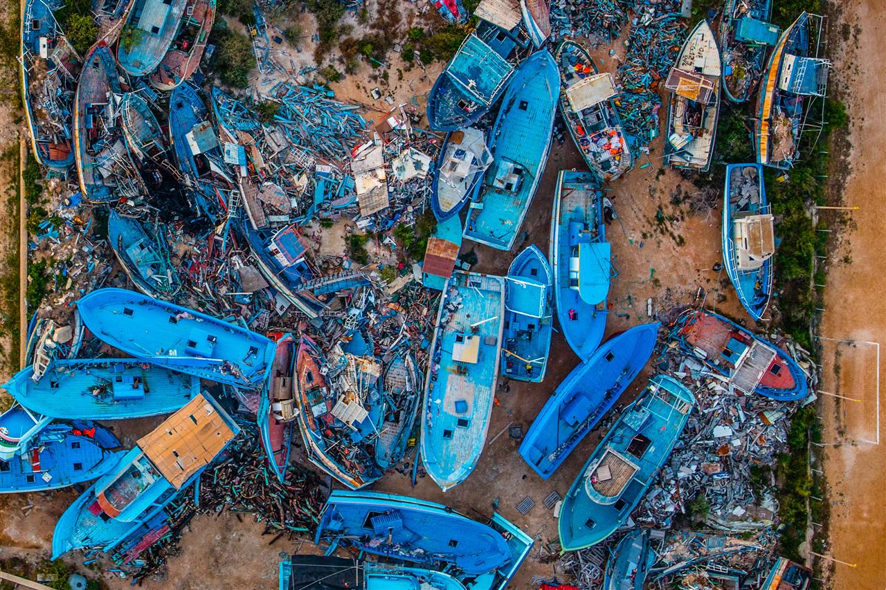 Massimo Sestini, Lampedusa, Boats Cemetery, Lampedusa 2014