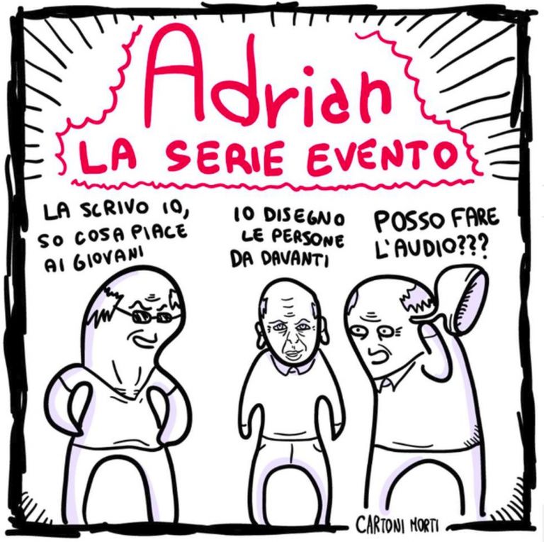 Meme su Adrian, il programma di Celentano. Cartoni Morti