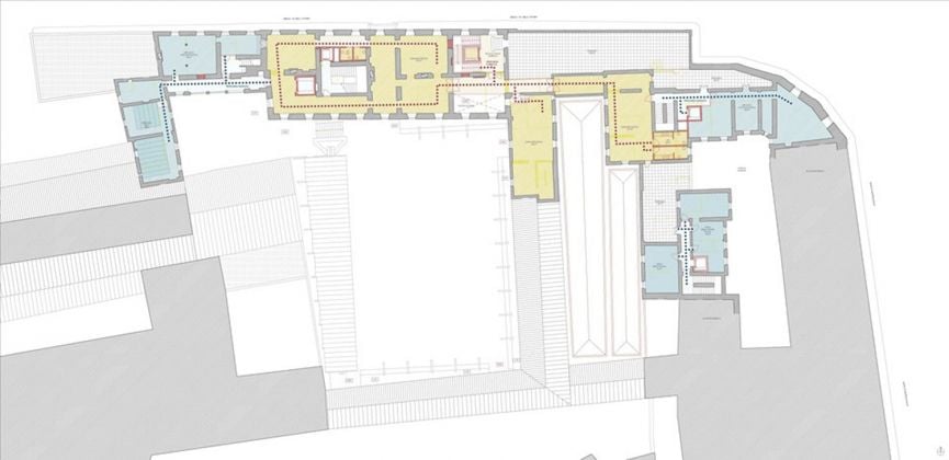 Pianta del terzo piano, presentazione del progetto per il nuovo polo bibliotecario e culturale di Palazzo San Felice