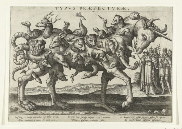 Pieter Van der Borcht, Allegorie op de moeilijkheid van het besturen, ets, uitgegeven bij Philips Galle, Antwerpen ca. 1578, Koninklijke Bibliotheek van België, Prentenkabinet, S.I 1673 (1200x854)