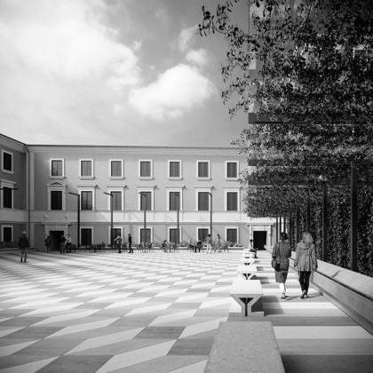 Render del progetto, presentazione del progetto per il nuovo polo bibliotecario e culturale di Palazzo San Felice