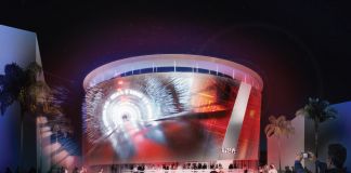USA. What moves you. The spirit of mobility, Pavilion, Night, pavilion2020.org