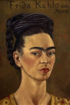 Frida Kahlo (Mexican, 1907–1954). Self-Portrait with Red and Gold Dress (Self-Portrait MCMXLI), 1941. Oil on canvas, 15 ¼ x 10 ¾ in. (39 x 27.5 cm). The Jacques and Natasha Gelman Collection of 20th Century Mexican Art and the Vergel Foundation. © 2019 Banco de México Diego Rivera Frida Kahlo Museums Trust, Mexico, D.F. / Artists Rights Society (ARS), New York