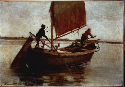 Dipinto barca Chioggiotta di Egisto Lancerotto, Noale