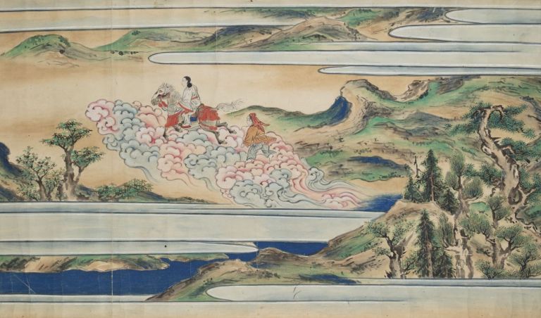 Nightly escape from the palace (detail). Japan, Edo period, 18th century, ink and colour on paper, © National Gallery Prague