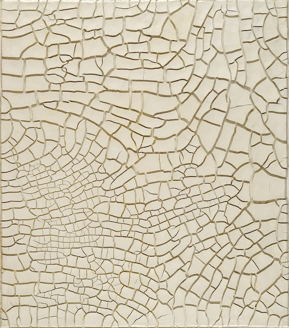 Alberto Burri: Cretto G3, 1975, Acrovinilico su cellotex, cm 172x151 (175x154x7,5). Fondazione Palazzo Albizzini Collezione Burri