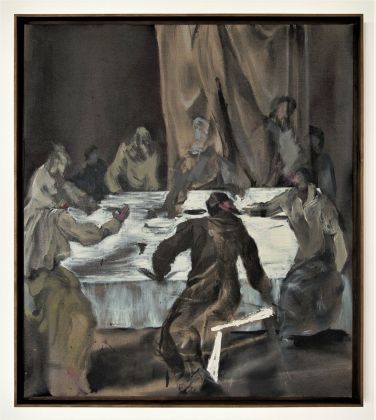 Alessandro Scarabello, Banquit, 2018, olio su tela, cm 101x89. Courtesy The Gallery Apart, Roma. Collezione E. Lambion, Bruxelles