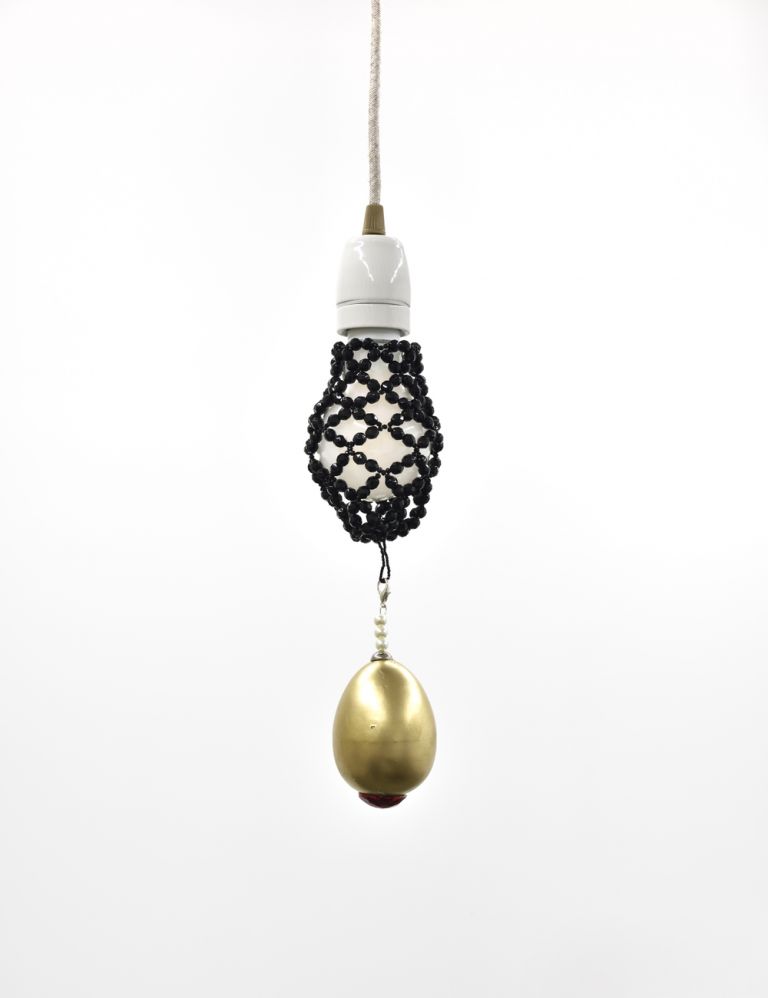 Cinzia Ruggeri Gioiello per lampadina (Lightbulb jewel), 1978 – 2018 Glass beads and pendant Variable dimensions Courtesy of the artist and Campoli Presti, London / Paris