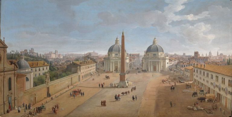 Caspar van Wittel, Veduta di Roma con Piazza del Popolo, 1718. Collezione Intesa San Paolo, Gallerie di Palazzo Stigliano, Napoli