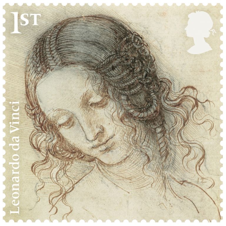 The head of Leda, c.1505–08 Pen and ink over black chalk, Walker Art Gallery, Liverpool. Courtesy Royal Mail