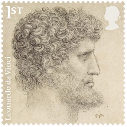 The head of a bearded man, c.1517–18 Black chalk, Derby Museum and Art Gallery. Courtesy Royal Mail