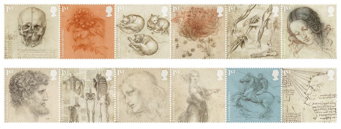 Leonardo full set stamps - Courtesy Royal Mail