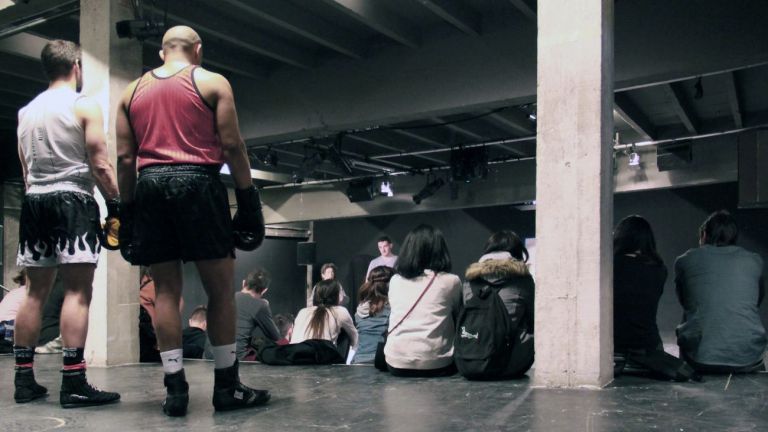 Marco Bongiorni, Drawing as Fighting. Ipotesi per un disegno da combattimento. DoDisturb, Palais de Tokyo, Parigi 2016. Photo credit © Romer