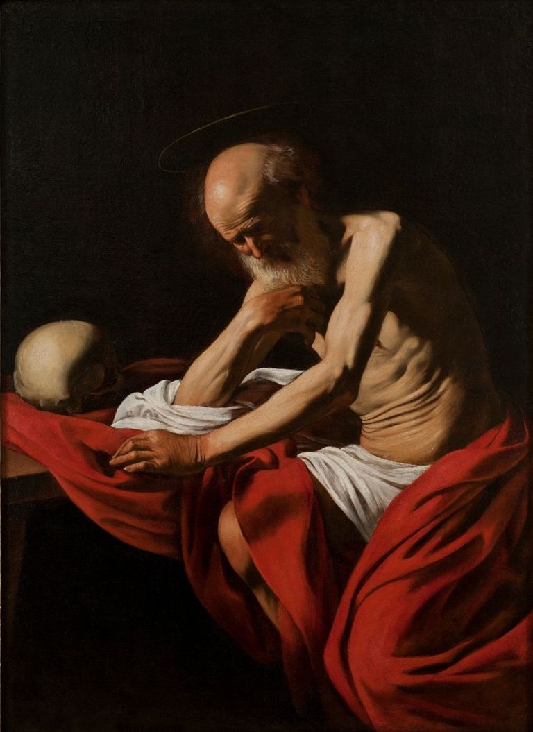 Michelangelo Merisi da Caravaggio, Girolamo in meditazione, 1605-06 Museu de Montserrat. © Museu de Montserrat