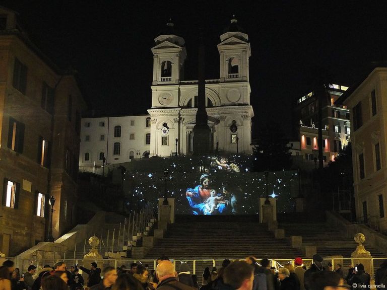 Natale in Giubilo. Scalinata di Trinità dei Monti, Roma 2015-16. Ideazione, progetto e realizzazione di Livia Cannella