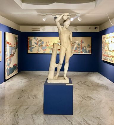Satiro versante e frammenti pittorici, sezione dedicata a Torre del Greco. Museo Archeologico Regionale Antonino Salinas, Palermo