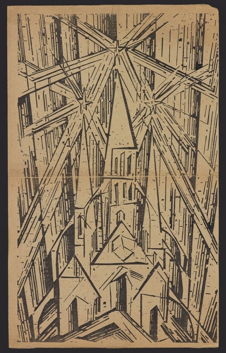 Walter Gropius (autore) & Lyonel Feininger (cover design), Programm des Staatlichen Bauhauses in Weimar, aprile 1919. Collezione privata, Olanda