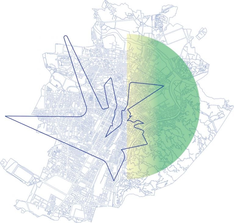 Maria Pecchioli - PLOTTING THE CENTRAL BODY Corpo Umano Corpo Urbano - Le spinte energetiche della città - Una produzione Mercato Centrale. Torino, 2019, Elaborazione Tracciato singolo Elemento