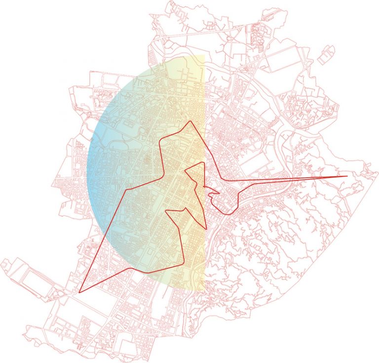 Maria Pecchioli - PLOTTING THE CENTRAL BODY Corpo Umano Corpo Urbano - Le spinte energetiche della città - Una produzione Mercato Centrale. Torino, 2019, Elaborazione Tracciato singolo Elemento