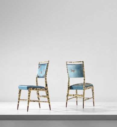GIO PONTI AND PIERO FORNASETTI Pair of side chairs circa 1951