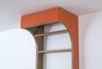 Andrea Bocca, Untitled (mezzo arco arancione), 2017, legno, lino, mestica, 90 x 230 x 70 cm. Photo Nicolò Chiodin