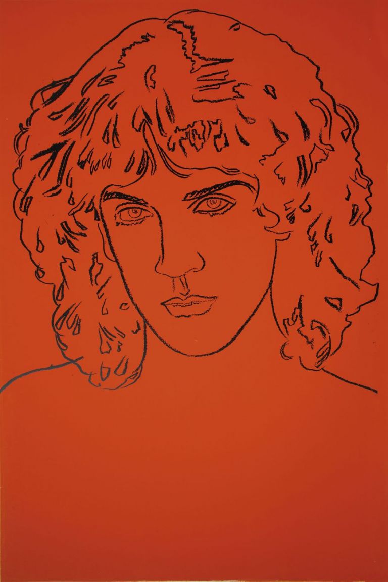 Andy Warhol, Billy Squier, 1982, pigmenti serigrafici su carta, 152x101 cm. Courtesy The Andy Warhol Art Works Foundation for the Visual Arts