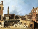Antonio Canal detto Canaletto, La chiesa e la scuola della Carità dal laboratorio dei marmi di San Vidal, olio su tela, cm 147,7 x 199,4. Londra, The National Gallery