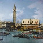 Bernardo Bellotto, Il Ritorno del Bucintoro al molo nel giorno dell’Ascensione, olio su tela, cm 108 x 115. Inghilterra, Collezione privata