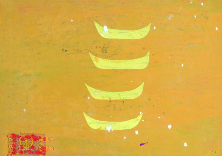Carlo Zinelli, Quattro barche gialle e carte di caramella (lato A), 1962 ca. Collezione Fondazione Cariverona. Photo Stefano Saccomani