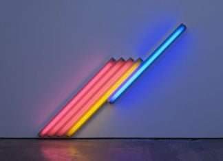 Dan Flavin, Untitled (for Frederika and Ian) 3, 1987 © 2018 Estate of Dan Flavin _ Artists Rights Society (ARS), New York. Courtesy David Zwirner & Cardi Gallery