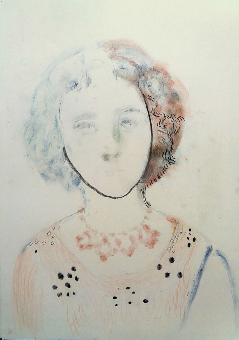 Elisa Filomena, Donna, 2018, pastelli su carta, cm 35x48