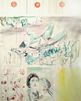 Elisa Filomena, Racconti di una memoria, 2018, acrilico e pennarelli su tela, cm 150x110