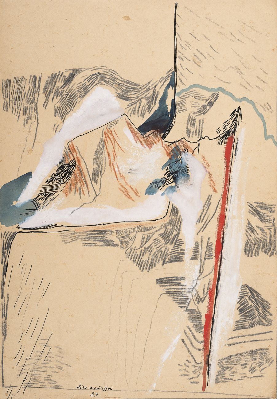 Elisa Montessori, Calura d’agosto, 1983, grafite e acquarello su carta da spolvero, 23,5 x 34,3 cm. Courtesy l'artista & Monitor, Roma Lisbona