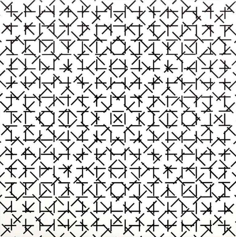 FRANCOIS MORELLET (1926 2016) 4 trames de tirets 0° 45° 90° 135° (non quinconce) 1974 (80x80 cm)