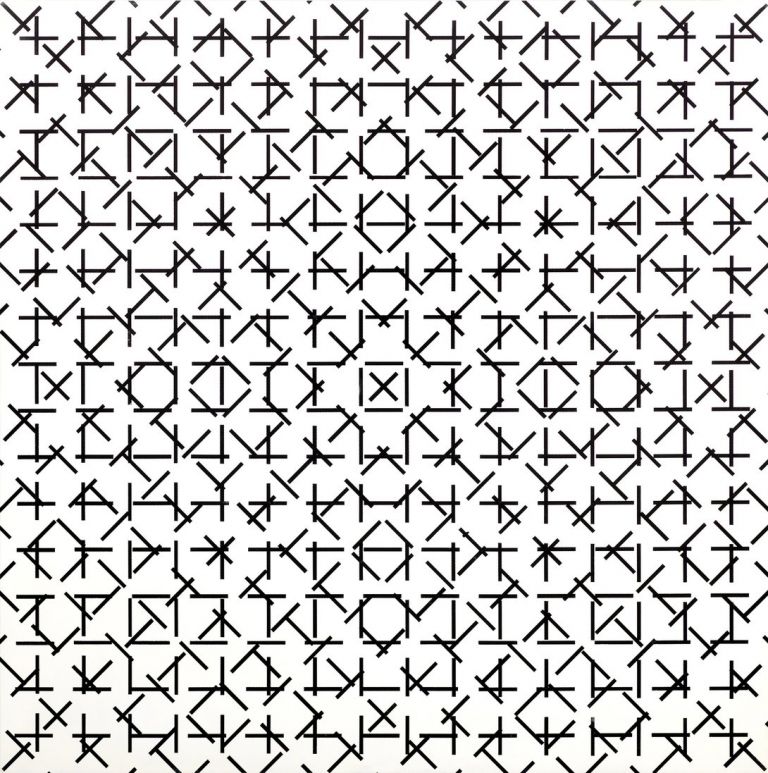 FRANCOIS MORELLET (1926 2016) 4 trames de tirets 0° 45° 90° 135° (non quinconce) 1974 (80x80 cm)