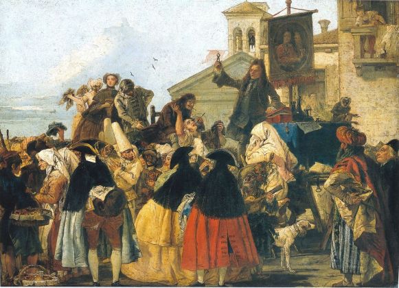 Giandomenico Tiepolo, Il ciarlatano, olio su tela, cm 81 x 105. Parigi, Musée du Louvre