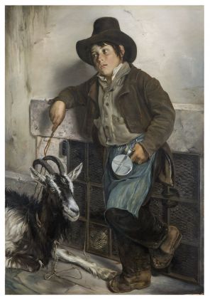 Giuseppe Molteni, Un ragazzetto venditore di latte con una capra, 1837. Collezione privata