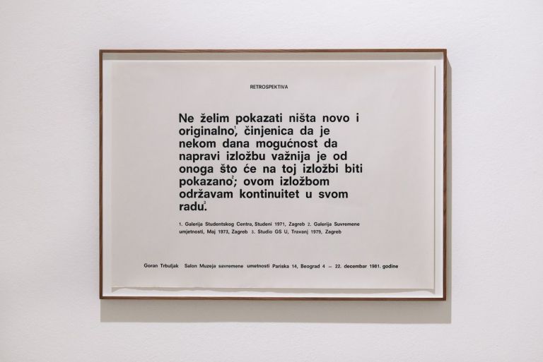 Goran Trbuljak. Before and After Retrospective. Installation view at Villa delle Rose, Bolo gna, 2019. Photo Giorgio Bianchi _ Comune di Bologna