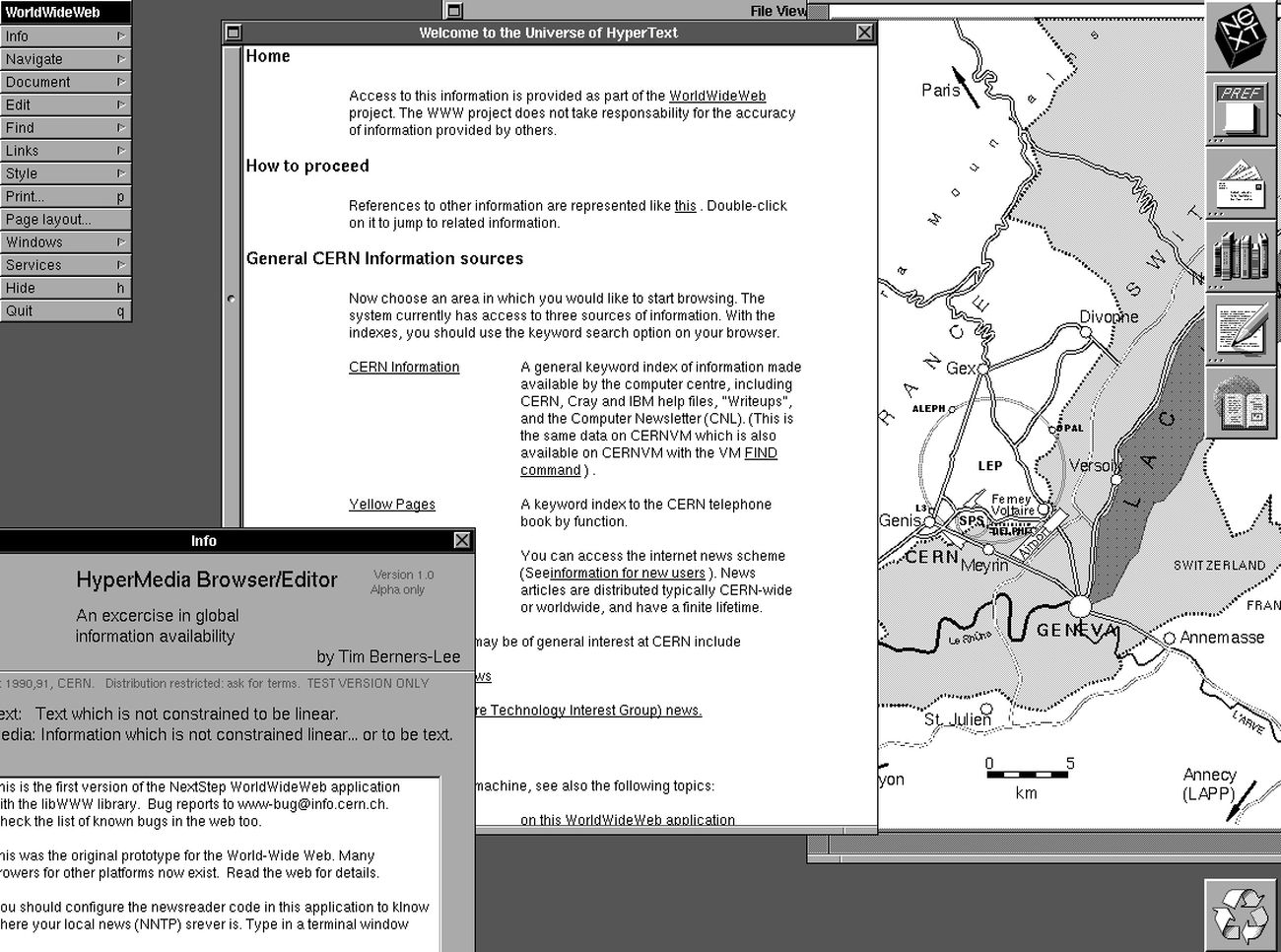 Il Web nel 1990. Image courtesy CERN