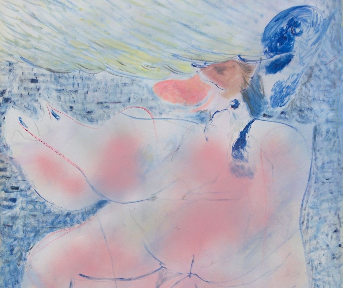 Jacopo Casadei, Amante blu, 2018, dettaglio, tecnica mista su tela, 70x60 cm