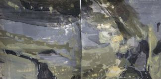 Jingge Dong, Senza titolo, 2019, olio su carta, 47.5 x 66 cm