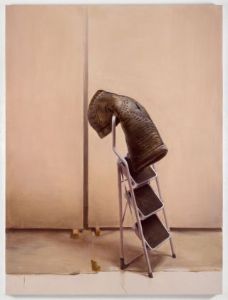 Manuele Cerutti, Flexors (II), 2016, olio su lino, 230 x 173 cm. Courtesy dell'artista e Artuner, Londra