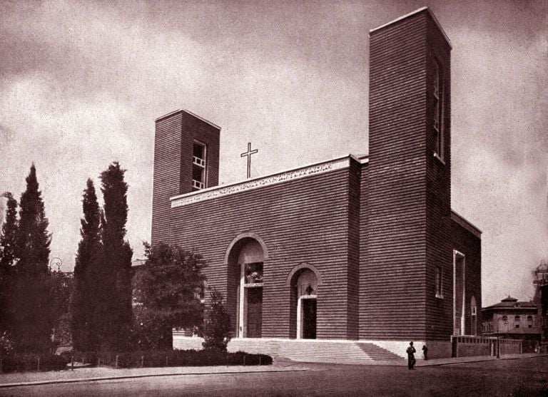 Marcello Piacentini Basilica del Cristo Re Roma 1934. Via Wikipedia Architetti d’Italia. Marcello Piacentini, il democristiano