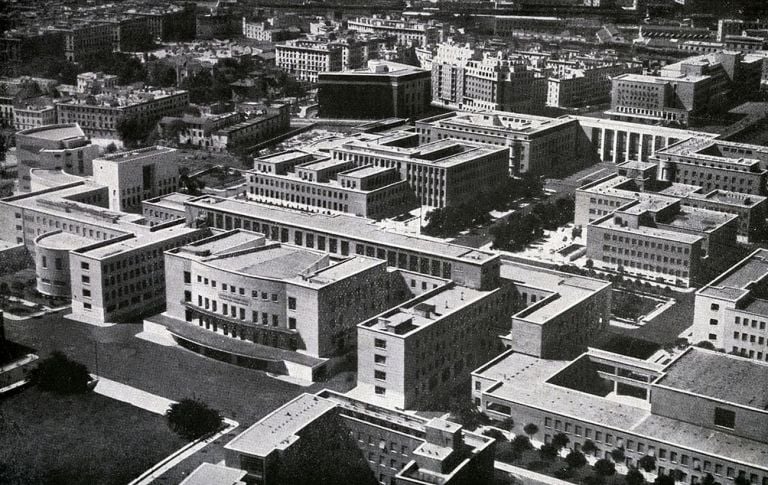 Marcello Piacentini. La Città Universitaria di Roma in una foto del 1938. Via Wikipedia